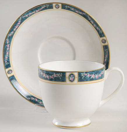 Teal Garland Footed Cup & Saucer Set