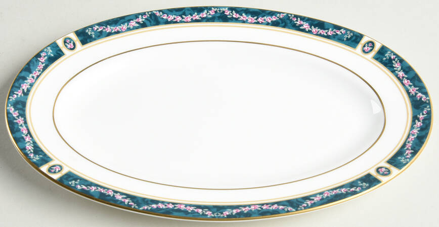 Teal Garland Relish/Butter Tray