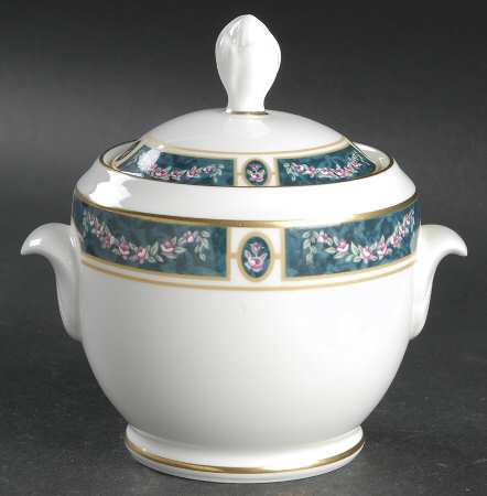 Teal Garland Sugar Bowl & Lid