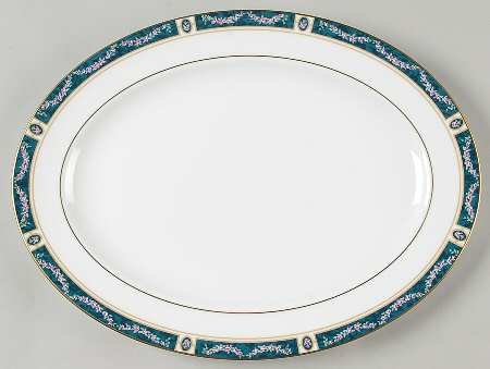 Teal Garland 14" Oval Serving Platter