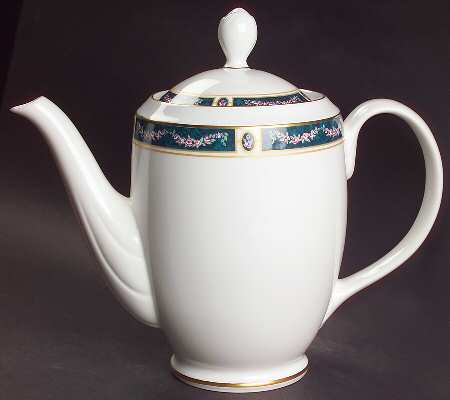 Teal Garland Coffee Pot & Lid