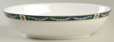 Teal Garland 10" Oval Vegetable Bowl