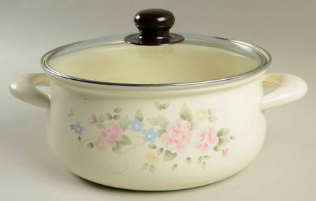 Tea Rose 4 Qt Metal Dutch Oven with Glass Lid