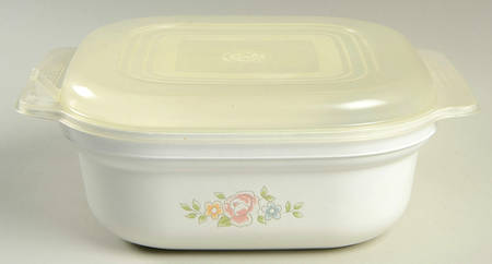 Tea Rose 1.5 Qt Sq Oven/Microwave Casserole w/Plastic Lid