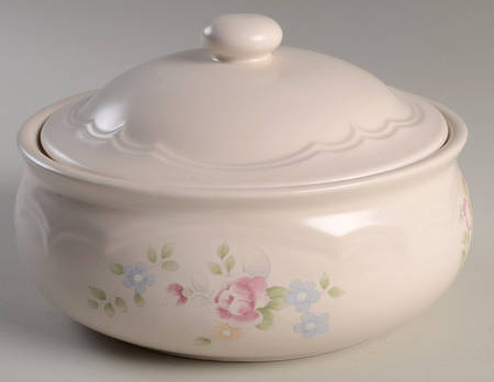 Tea Rose Round Covered Vegetable