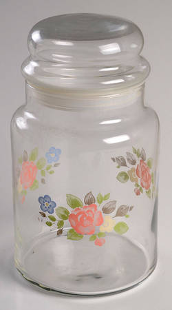 Tea Rose 7" Glassware Candy Jar & Lid