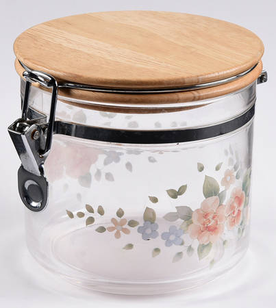 Tea Rose Medium Plastic Canister with Hinged Lid