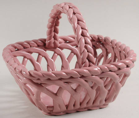 Tea Rose 7" Handled Open Weave Basket