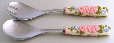 Tea Rose (2 Piece) Salad Serving Set with Resin Handles
