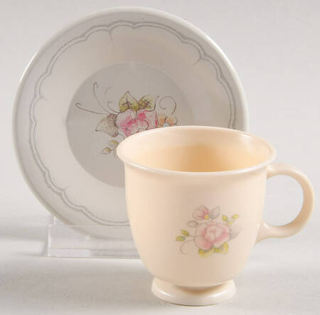 Tea Rose Plastic & Metal Child's Cup & Saucer Set