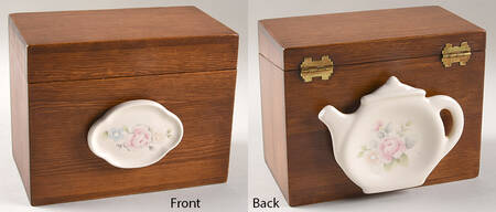 Tea Rose Wood Recipe Box with Attached Lid