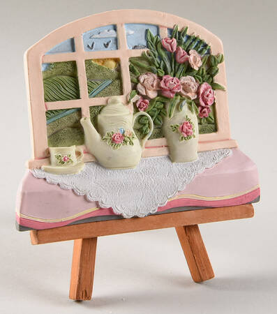 Tea Rose Square Plaque & Wood Easel