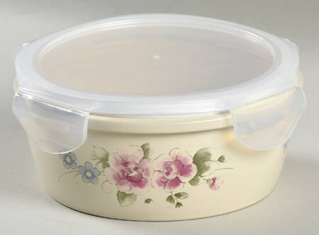 Tea Rose 6" Storage Bowl Ceramic with Plastic Lid by Pfaltzgraff