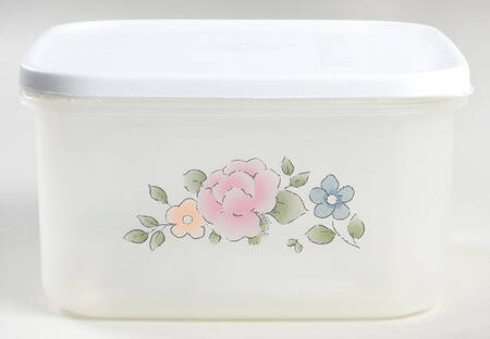 Tea Rose 5" Plastic Container with Lid