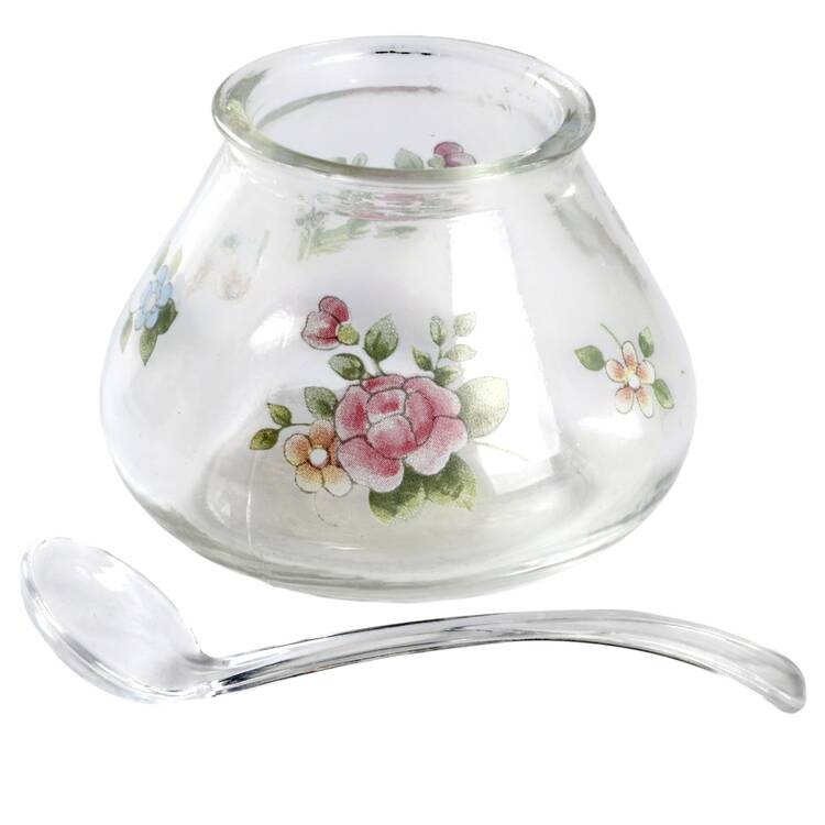 Tea Rose Glassware Sugar Bowl No Lid