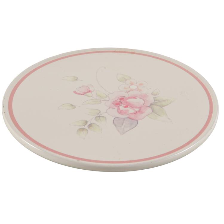 Tea Rose Coaster Plastic & Cork by Pfaltzgraff
