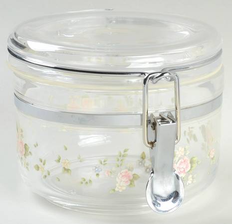 Tea Rose Small Acrylic Storage Jar with Hinged Lid by Pfaltzgraff