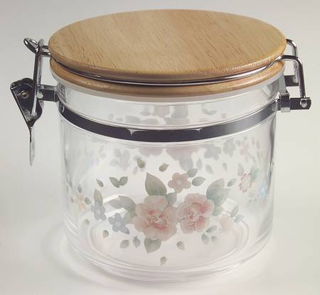 Tea Rose Small Acrylic Storage Jar with Hinged Lid