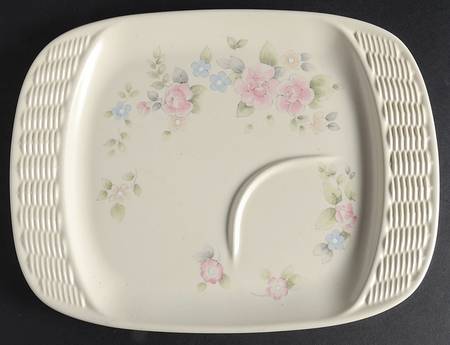 Tea Rose Rectangular Basketweave Snack Tray by Pfaltzgraff