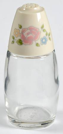 Tea Rose Glassware Salt/Pepper Shaker & Plastic Lid