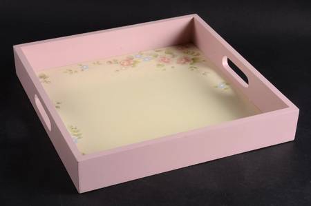 Tea Rose Square Wood Tray