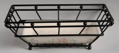 Tea Rose Metal Bread/Basket w/Ceramic Tray