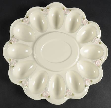 Tea Rose Sculpted Deviled Egg Plate by Pfaltzgraff