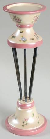 Tea Rose 12" Metal & Resin Candleholder