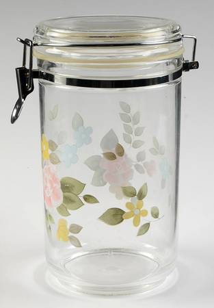 Tea Rose Large Plastic Canister with Hinged Lid