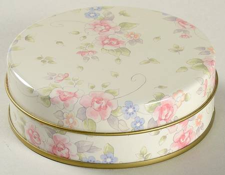 Tea Rose Round Metal Coaster Box & Lid