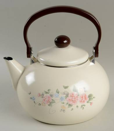 Tea Rose Metal Kettle & Lid