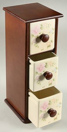 Tea Rose Tall 3 Drawer Wood Organizer