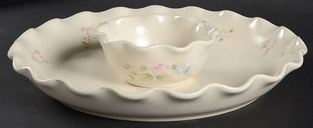 Tea Rose (2 Piece) Fluted Chip/Dip Set by Pfaltzgraff