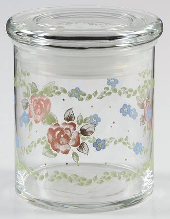 Tea Rose 4" Glassware Storage Jar & Lid