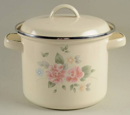Tea Rose 2.5 Qt Metal Stockpot & LId