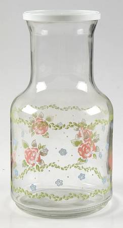 Tea Rose Glassware Carafe with Lid