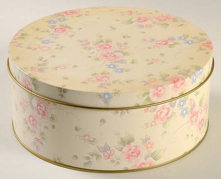 Tea Rose Round Storage Tin with Lid Medium