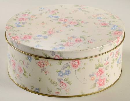 Tea Rose Round Storage Tin with Lid Large