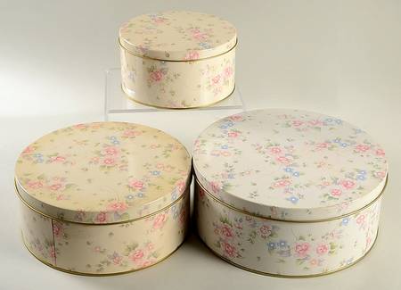 Tea Rose Round Storage Tin & Lid (Set of 3)