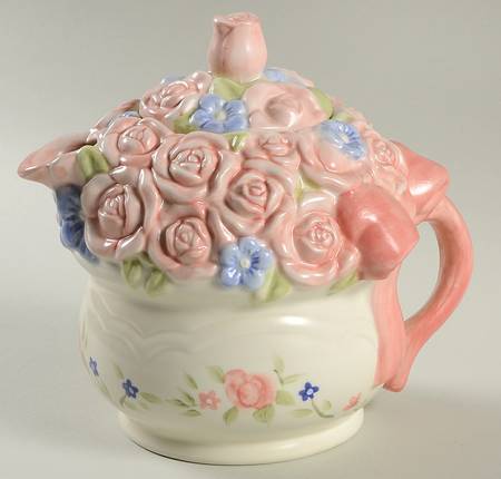 Tea Rose Sculpted Teapot & Lid by Pfaltzgraff
