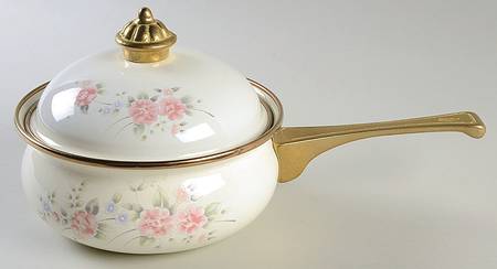 Tea Rose 1.5 Quart Metal Covered Saucepan