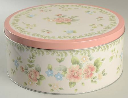 Tea Rose Large Round Storage Tin & Lid