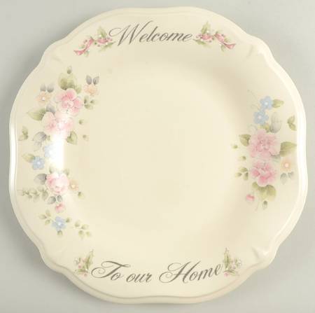 Tea Rose Sculpted Tray "Welcome"