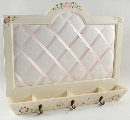 Tea Rose Bulletin Board-Cloth & Wood