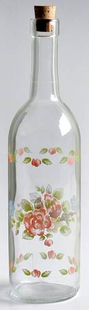 Tea Rose Glassware Bottle No Cork Stopper