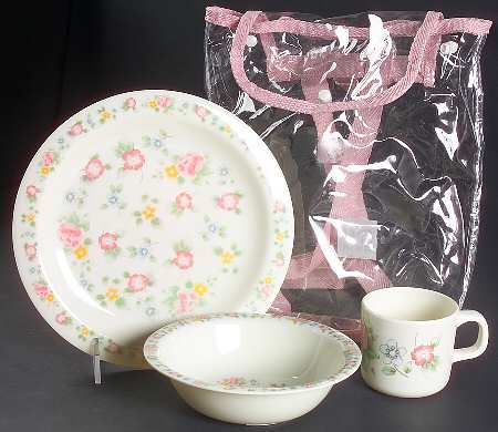 Tea Rose Child's Melamine Set with Backpack