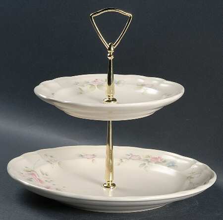 Tea Rose 2 Tiered Serving Tray (Dinner & Salad Plate)