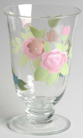 Tea Rose 18 Oz Handpainted Glass Footed Iced Tea