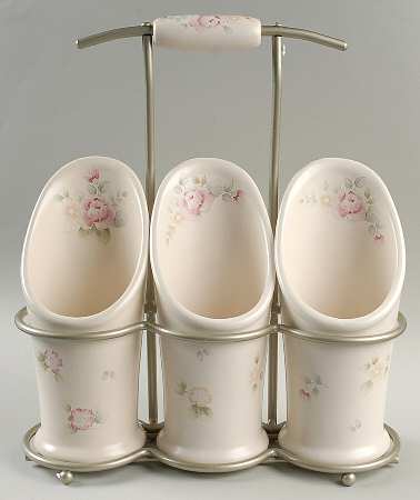 Tea Rose Flatware Caddy-3 Holders & Metal Caddy