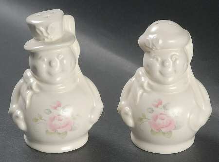 Tea Rose Snow People Salt & Pepper Set